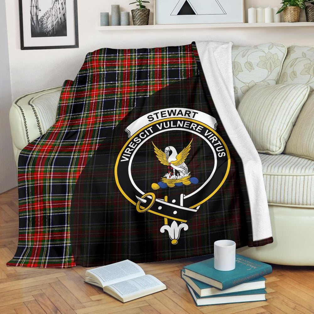 Clan Stewart Black Tartan Crest Blanket Wave Style MK78 Clan Stewart Tartan Today
