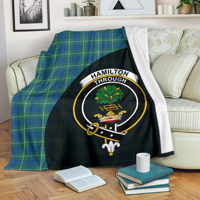 Clan Hamilton Hunting Ancient Tartan Crest Blanket Wave Style JO36