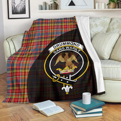 Clan Drummond of Strathallan Tartan Crest Blanket Wave Style FH88 Clan Hall Tartan Today