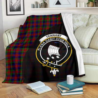 Clan Tennant Tartan Crest Blanket Wave Style