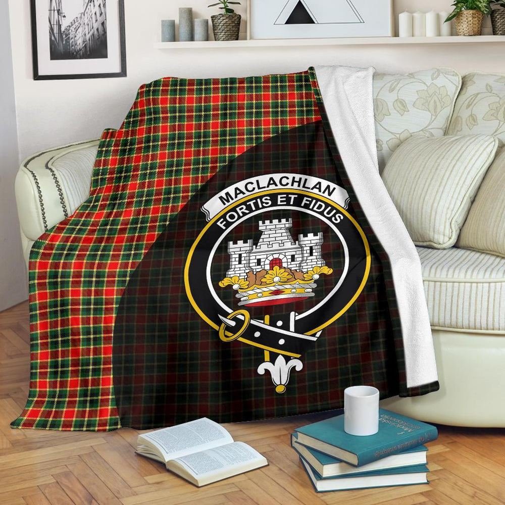 Clan MacLachlan Hunting Modern Tartan Crest Blanket Wave Style GI23 Clan Hall Tartan Today