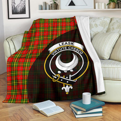 Clan Leask Tartan Crest Blanket Wave Style