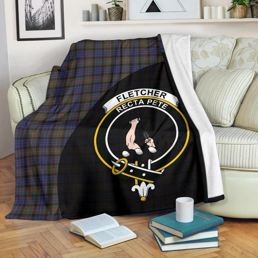 Clan Fletcher of Dunans Tartan Crest Blanket Wave Style
