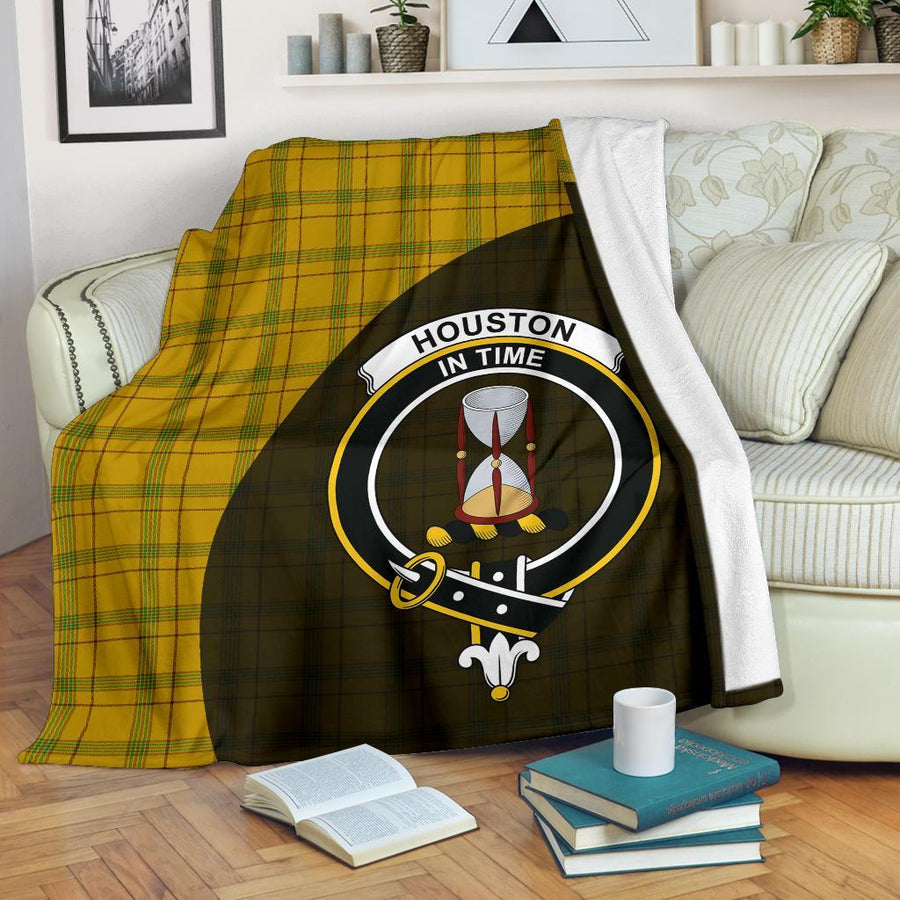 Clan Houston Tartan Crest Blanket Wave Style