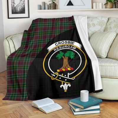Clan Crosbie Tartan Crest Blanket Wave Style