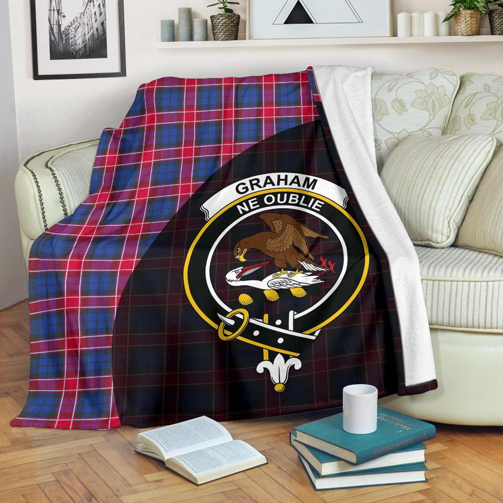 Clan Graham of Menteith Red Tartan Crest Blanket Wave Style QO94 Clan Graham Tartan Today