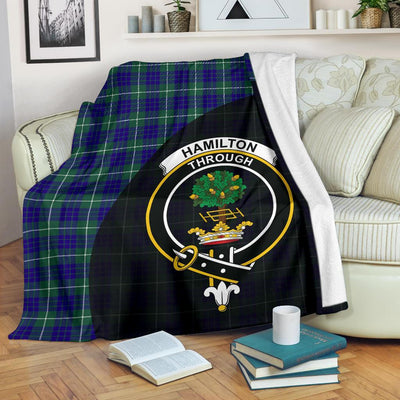 Clan Hamilton Hunting Modern Tartan Crest Blanket Wave Style WF35