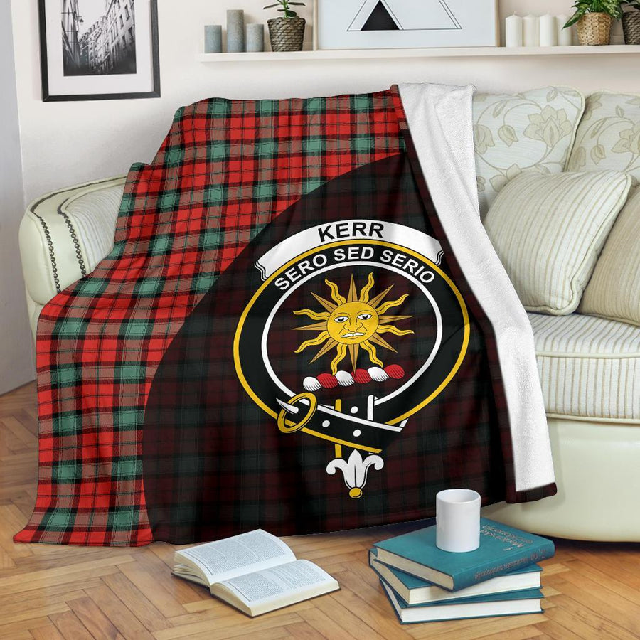 Clan Kerr Ancient Tartan Crest Blanket Wave Style