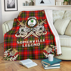 Clan Somerville Modern Tartan Gold Courage Symbol Blanket SPQD12 Clan Somerville Tartan Today