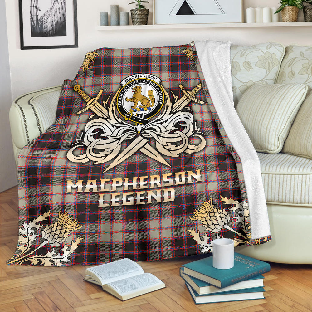Clan MacPherson Hunting Ancient Tartan Gold Courage Symbol Blanket SPTU97 Clan MacPherson Tartan Today