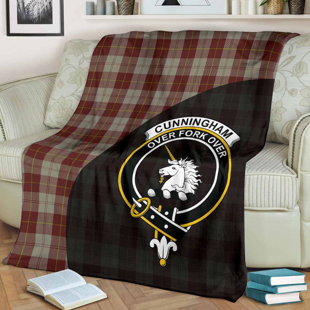 Clan Cunningham Burgundy Dancers Tartan Crest Blanket 3 Sizes SF39 Clan Cunningham Tartan Today