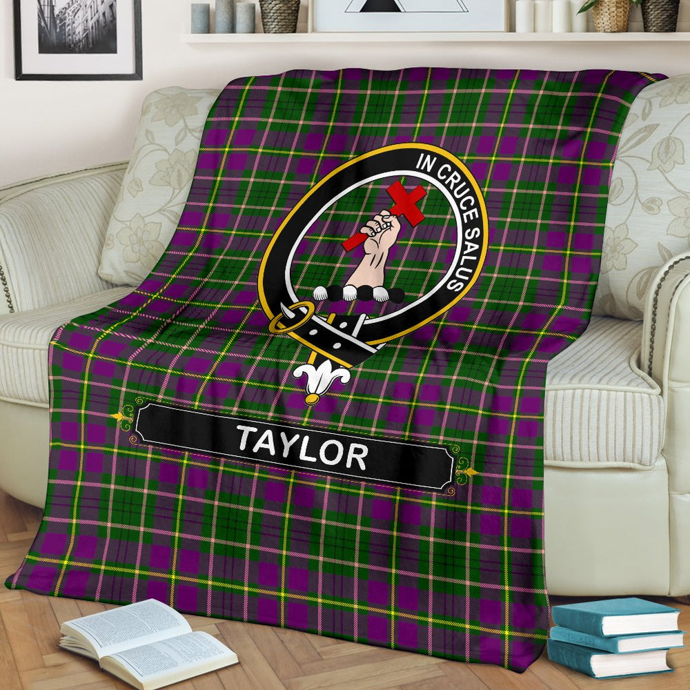 Clan Taylor (Tailyour) Tartan Crest Blanket 3 Sizes ON98 Clan Taylor Tartan Today