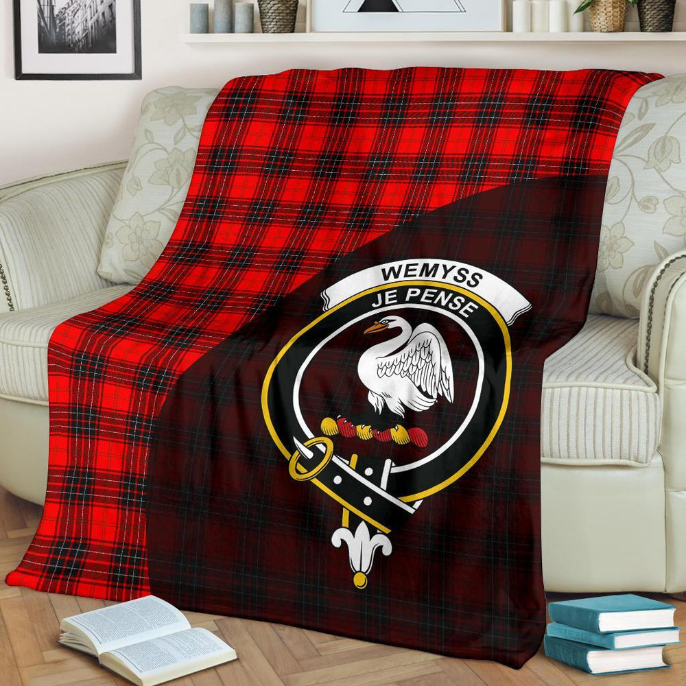 Clan Wemyss Modern Tartan Crest Blanket Wave Style OP81 Clan Wemyss Tartan Today