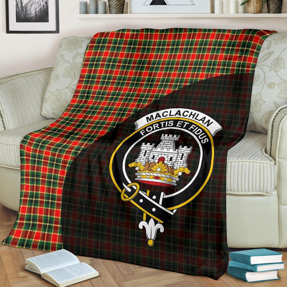 Clan MacLachlan Hunting Modern Tartan Crest Blanket Wave Style GI23 Clan Hall Tartan Today