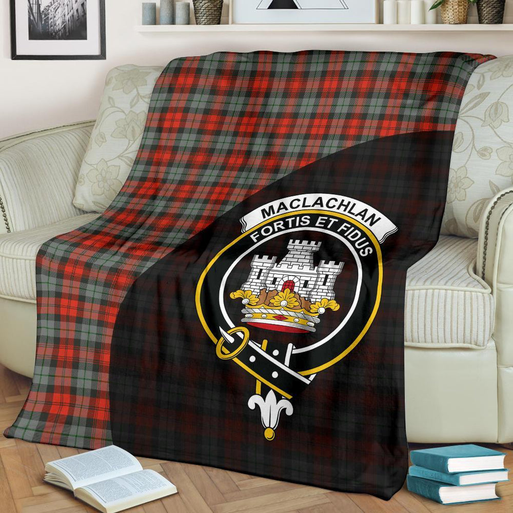 Clan MacLachlan Weathered Tartan Crest Blanket Wave Style QA26 Clan Hall Tartan Today
