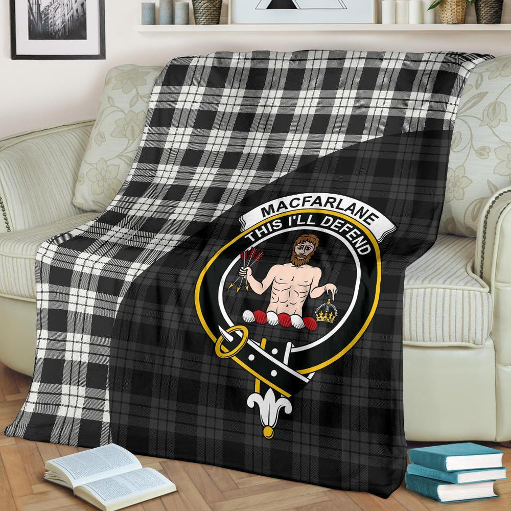 Clan MacFarlane Black & White Ancient Tartan Crest Blanket Wave Style NY62 Clan MacFarlane Tartan Today