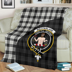 Clan MacFarlane Black & White Ancient Tartan Crest Blanket Wave Style NY62 Clan MacFarlane Tartan Today