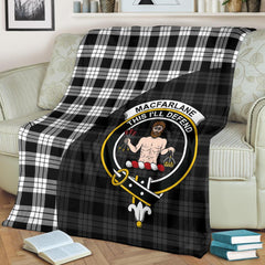 Clan MacFarlane Black & White Tartan Crest Blanket Wave Style BN76 Clan MacFarlane Tartan Today