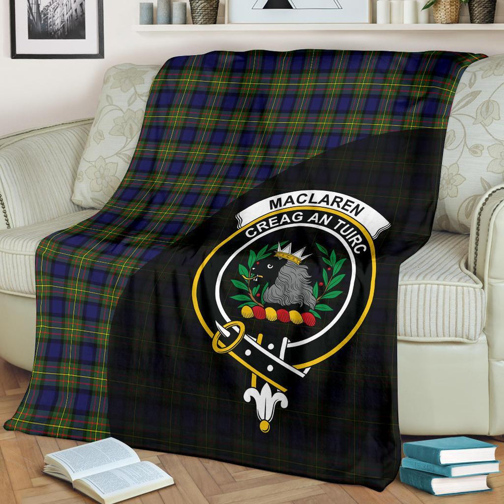 Clan MacLaren Modern Tartan Crest Blanket Wave Style FW63 Clan Hall Tartan Today