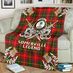 Clan Somerville Modern Tartan Gold Courage Symbol Blanket SPQD12 Clan Somerville Tartan Today