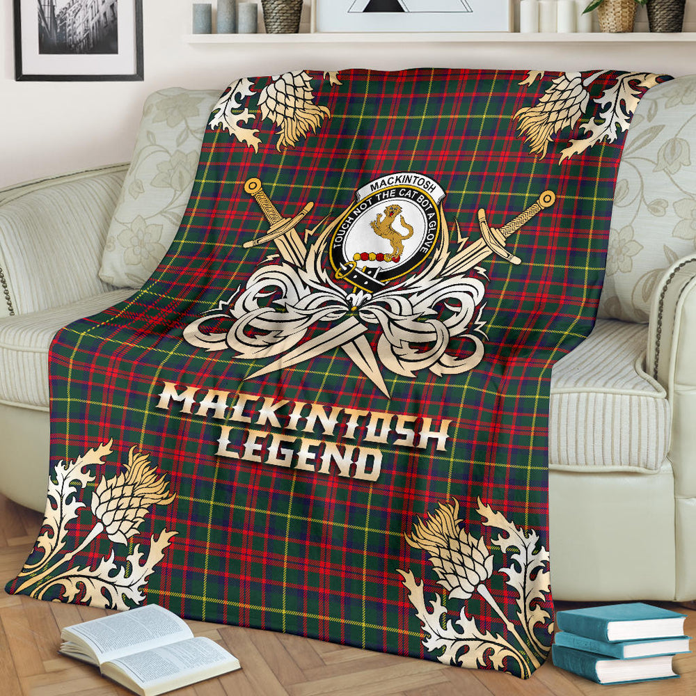Clan MacKintosh Hunting Modern Tartan Gold Courage Symbol Blanket SPDI74 Clan MacKintosh / MacIntosh Tartan Today
