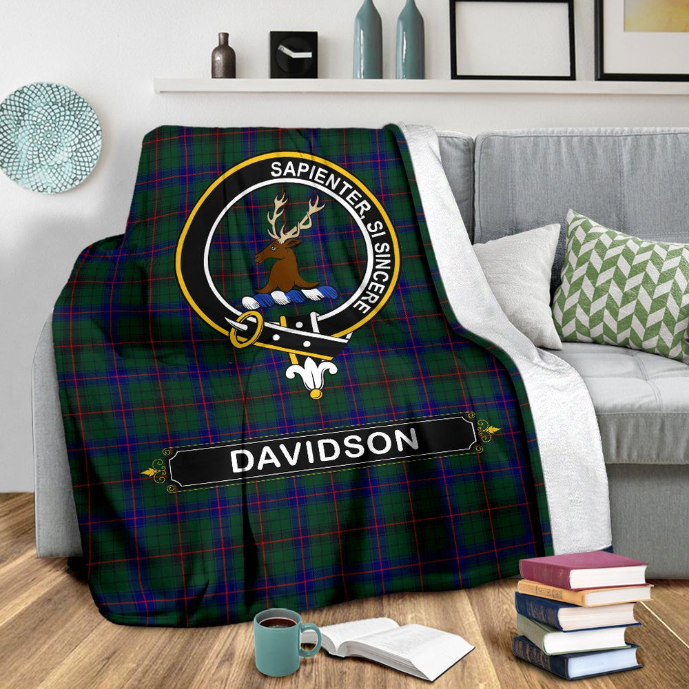 Clan Davidson Tartan Crest Blanket 3 Sizes PH23 Clan Davidson Tartan Today