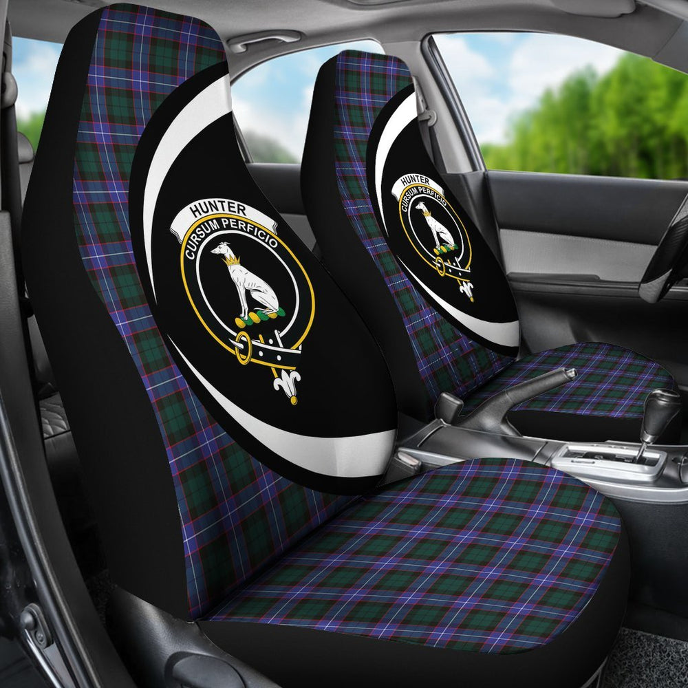 Clan Hunter Modern Tartan Crest Circle Car Seat Cover OB14 Clan Hunter Tartan Today