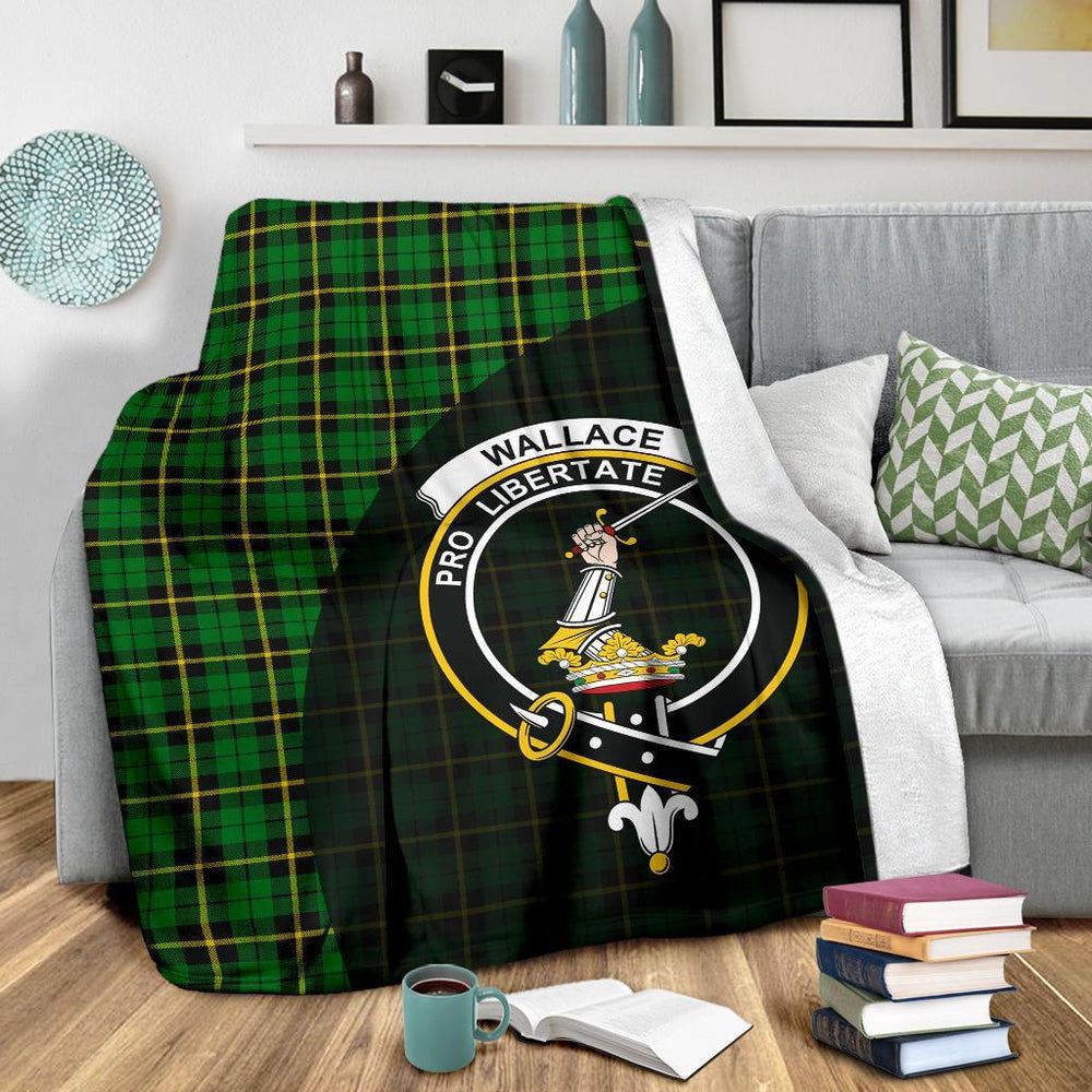 Clan Wallace Hunting Green Tartan Crest Blanket Wave Style GX33 Clan Wallace Tartan Today