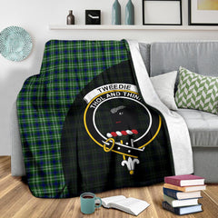 Clan Tweedside District Tartan Crest Blanket Wave Style UJ89 Clan Hall Tartan Today