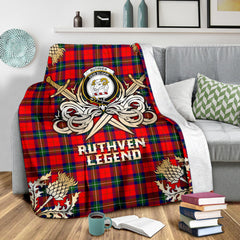 Ruthven Modern Gold Courage Symbol Blanket SPXA44 Clan Ruthven Tartan Today