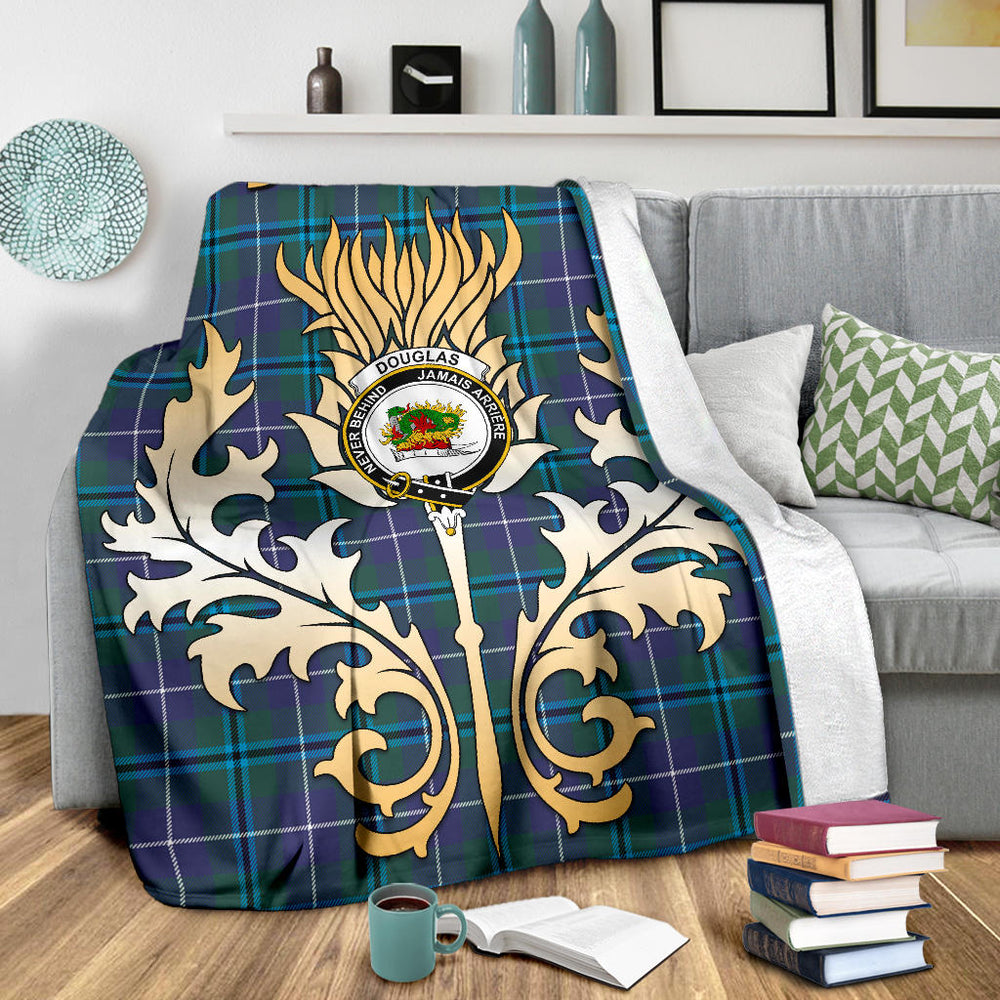 Clan Douglas Modern Tartan Crest Blanket Gold Thistle Style PJ86 Clan Douglas Tartan Today