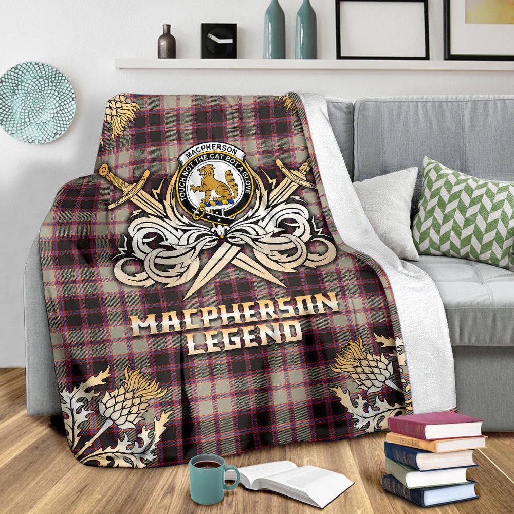 Clan MacPherson Hunting Ancient Tartan Gold Courage Symbol Blanket SPTU97 Clan MacPherson Tartan Today