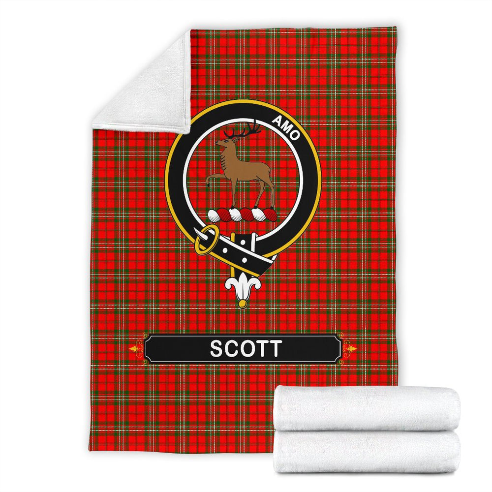 Clan Scott Tartan Crest Blanket 3 Sizes IO25 Clan Scott (Scott Tartan) Tartan Today
