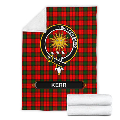 Clan Kerr Tartan Crest Blanket 3 Sizes