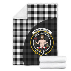 Clan MacFarlane Black & White Tartan Crest Blanket Wave Style BN76 Clan MacFarlane Tartan Today