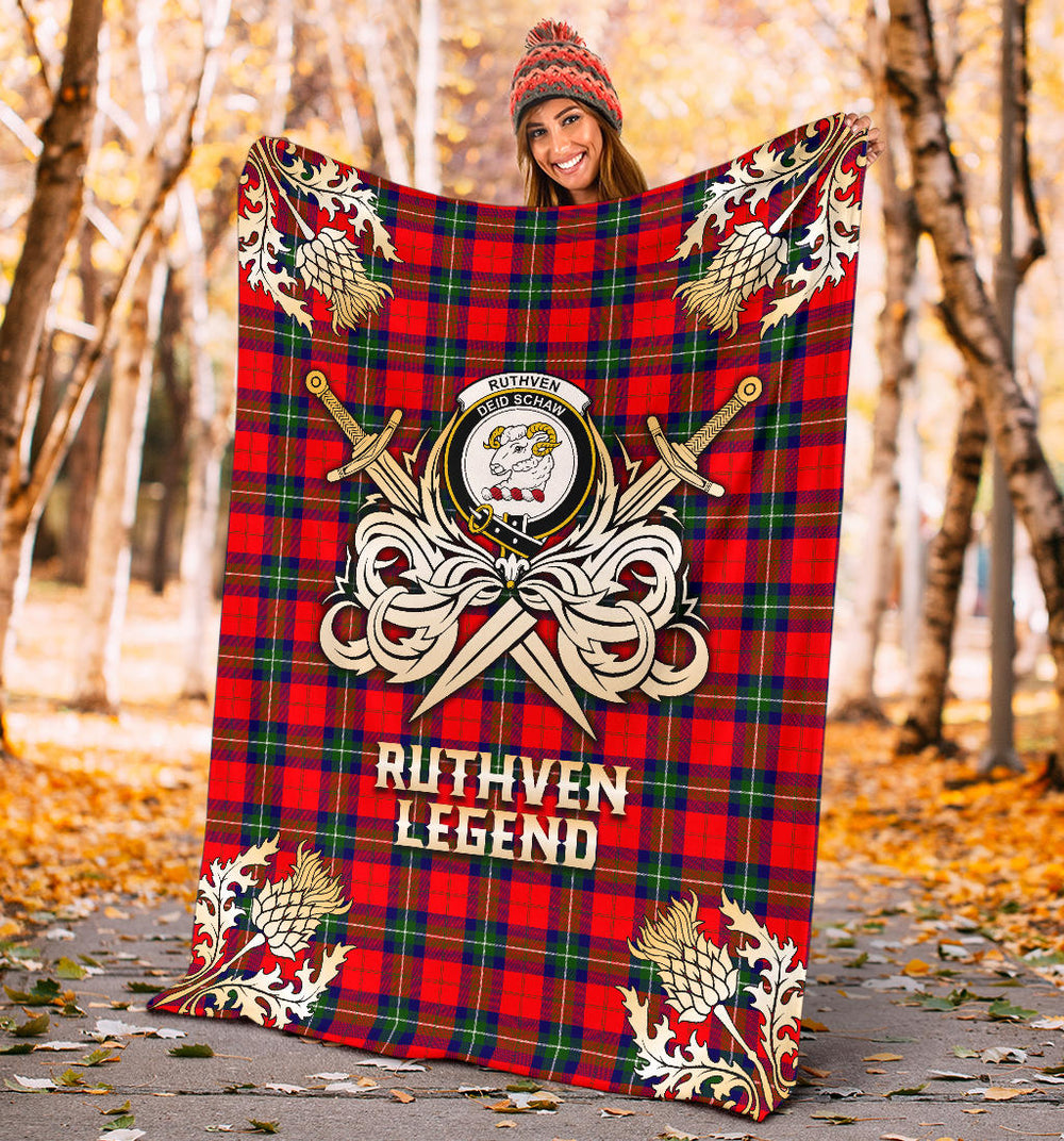 Ruthven Modern Gold Courage Symbol Blanket SPXA44 Clan Ruthven Tartan Today