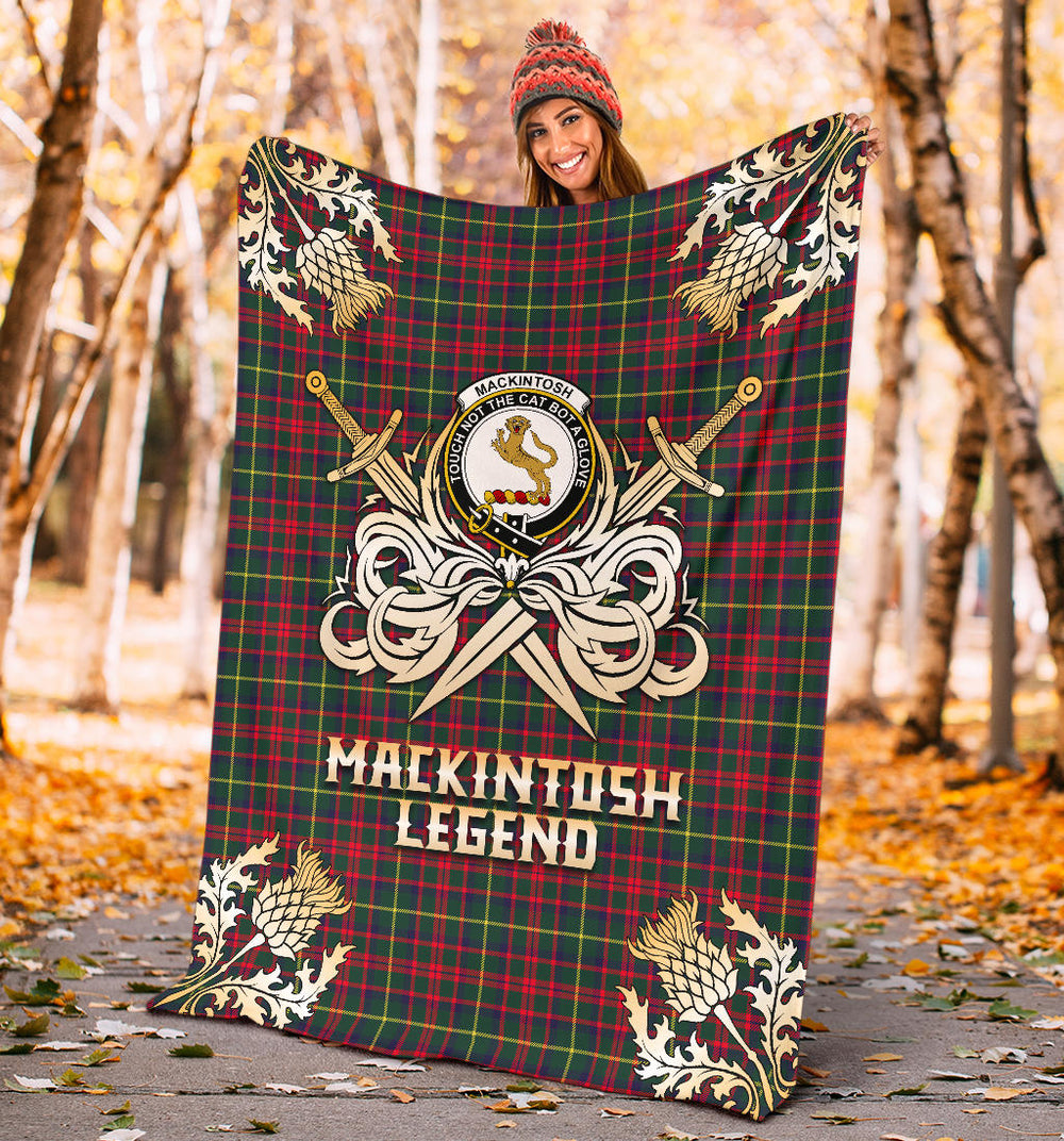 Clan MacKintosh Hunting Modern Tartan Gold Courage Symbol Blanket SPDI74 Clan MacKintosh / MacIntosh Tartan Today