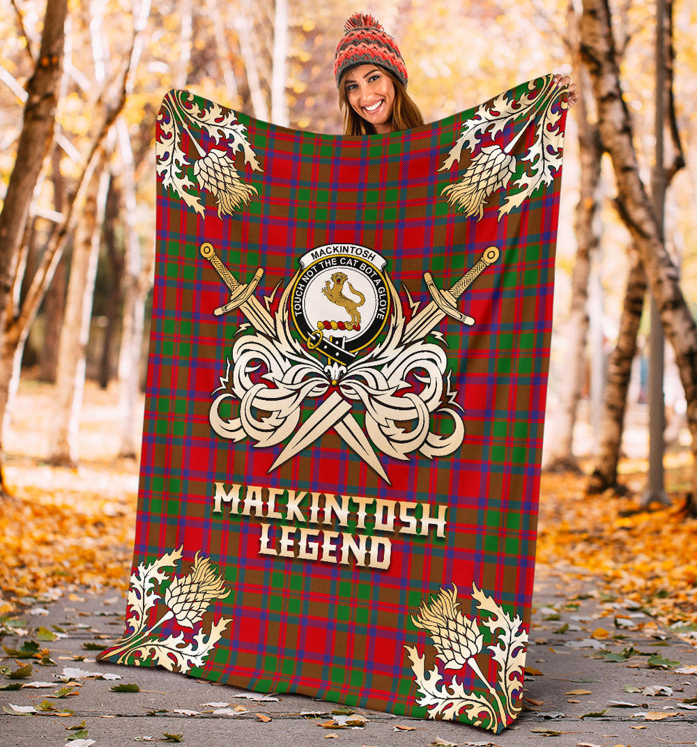 Clan MacKintosh Modern Tartan Gold Courage Symbol Blanket SPNX71 Clan MacKintosh / MacIntosh Tartan Today