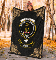 Clan Gray Crest Tartan Premium Blanket Black SPVD66 Clan Gray Tartan Today