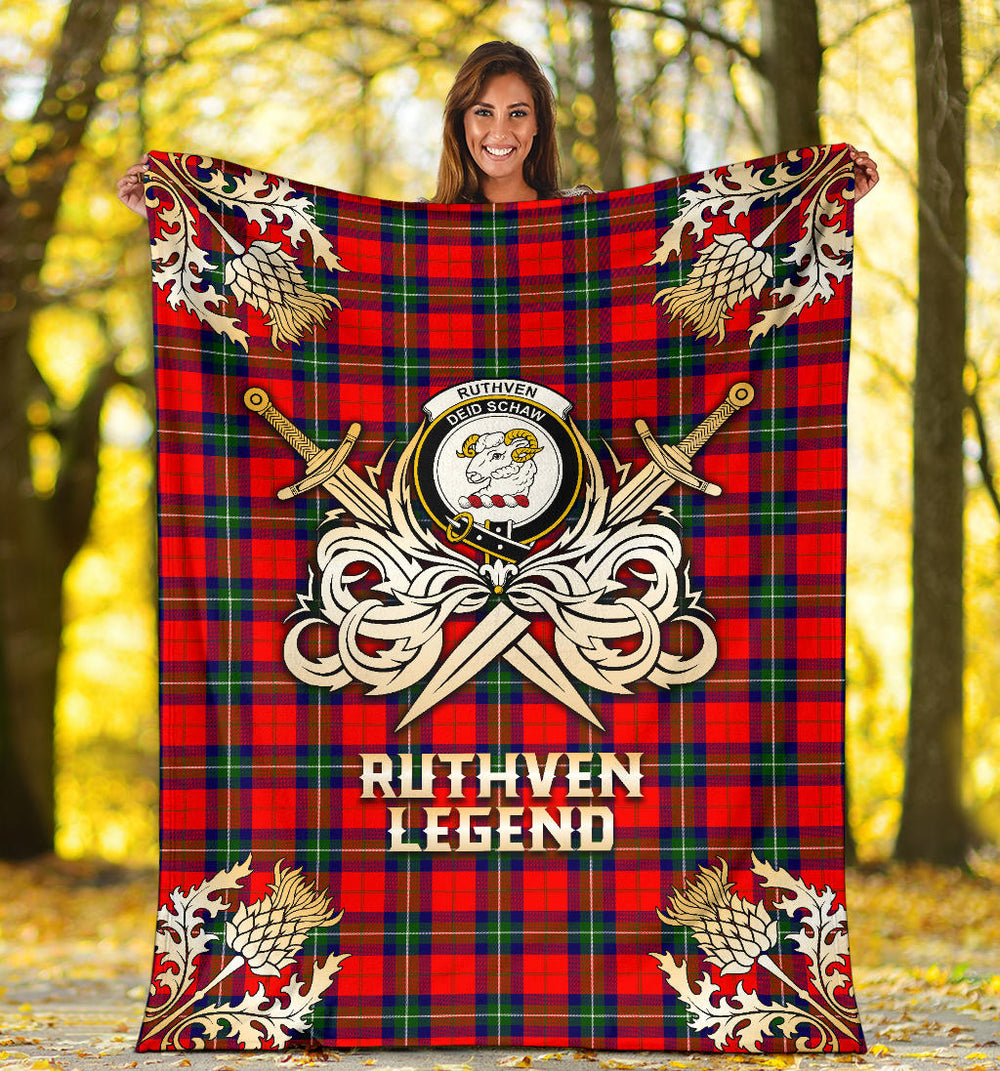 Ruthven Modern Gold Courage Symbol Blanket SPXA44 Clan Ruthven Tartan Today