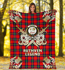 Ruthven Modern Gold Courage Symbol Blanket SPXA44 Clan Ruthven Tartan Today