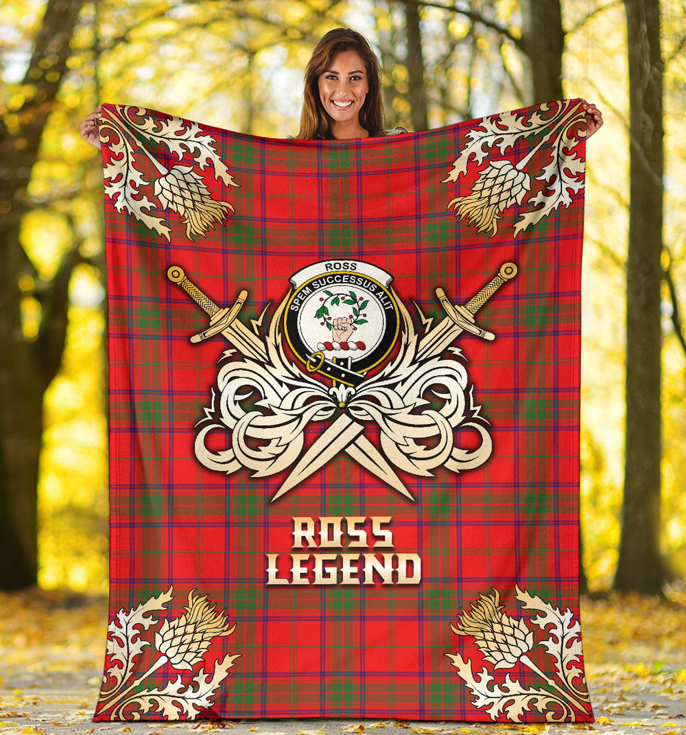 Clan Ross Modern Tartan Gold Courage Symbol Blanket SPMR79 Clan Ross Tartan Today