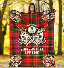 Clan Somerville Modern Tartan Gold Courage Symbol Blanket SPQD12 Clan Somerville Tartan Today