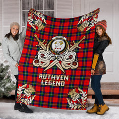 Ruthven Modern Gold Courage Symbol Blanket SPXA44 Clan Ruthven Tartan Today