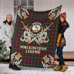 Clan MacKintosh Hunting Modern Tartan Gold Courage Symbol Blanket SPDI74 Clan MacKintosh / MacIntosh Tartan Today