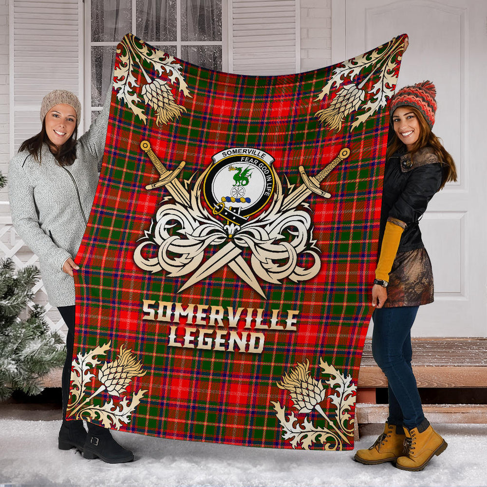 Clan Somerville Modern Tartan Gold Courage Symbol Blanket SPQD12 Clan Somerville Tartan Today