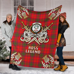 Clan Ross Modern Tartan Gold Courage Symbol Blanket SPMR79 Clan Ross Tartan Today