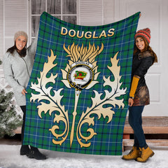 Clan Douglas Ancient Tartan Crest Blanket Gold Thistle Style XY48 Clan Douglas Tartan Today