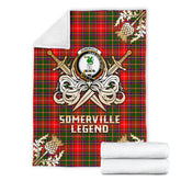 Clan Somerville Modern Tartan Gold Courage Symbol Blanket SPQD12 Clan Somerville Tartan Today