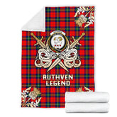 Ruthven Modern Gold Courage Symbol Blanket SPXA44 Clan Ruthven Tartan Today